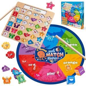 Wooden Magnetic Fishing Game – ABC & Numbers Learning Toy for Kids 3+